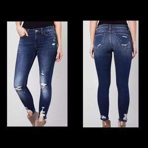 Bridge By Gly Dark Denim Mid Rise Raw Hem Ankle Skinny Jean